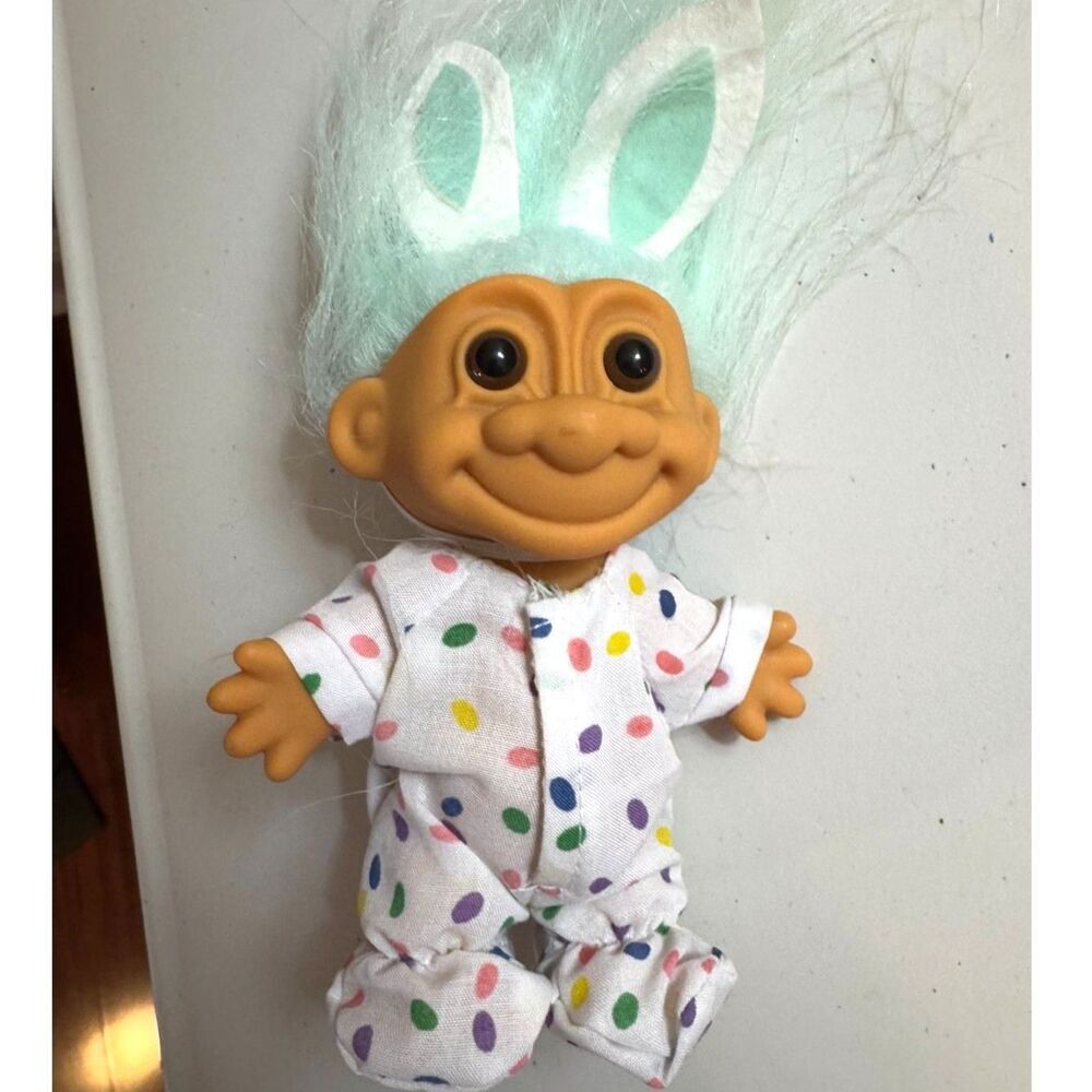 Vintage Troll Doll dressed as Easter Bunny so cute - Picture 1 of 4